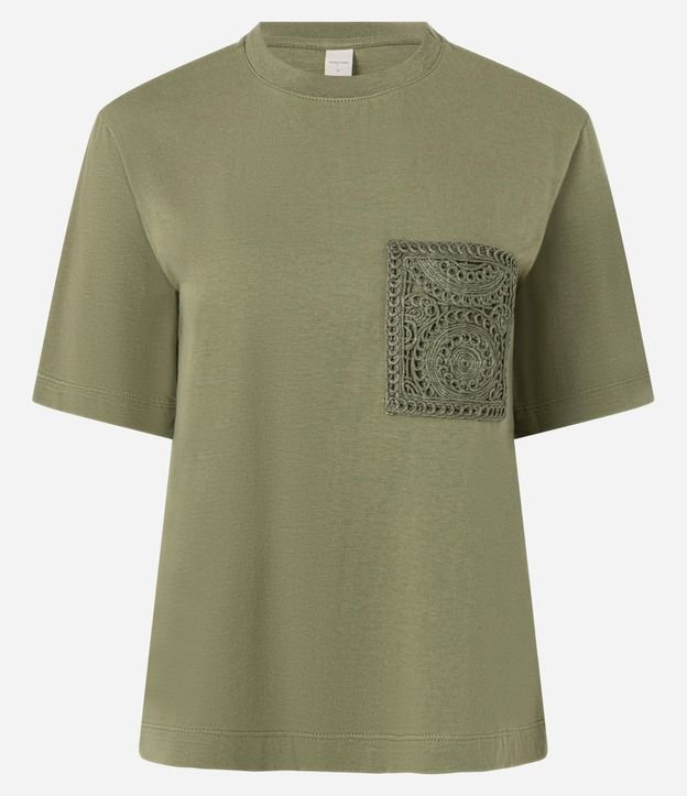 Remera en Algodón con Bolsillo de Efecto Ganchillo 4