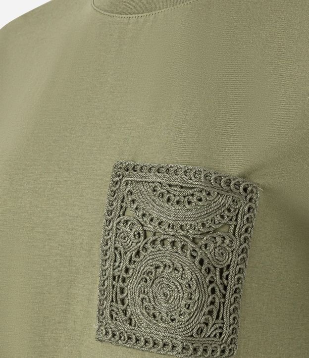 Remera en Algodón con Bolsillo de Efecto Ganchillo 5