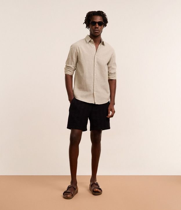 Bermuda en Algodón con Textura y Cintura Elástica