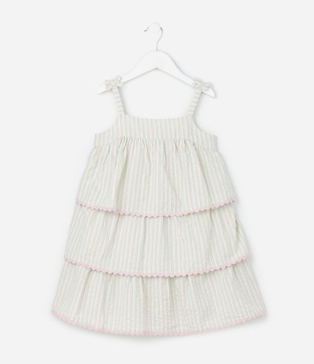 Vestido Infantil con Estampa de Rayas y Puntillas – Talle 1 al 6 años
