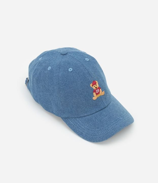 Gorra Aba Curva en Jeans con Bordado Osito
