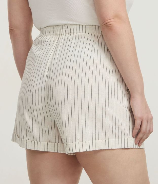 Short en Viscolino Listrado con Lazo en la Cintura y Bolsos Curve & Plus Size 4