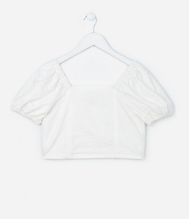 Blusa Infantil Cropped en Tricolina Bordada – Talle 5 A 14 años 2