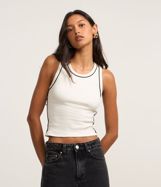Musculosa en Rib con Frisos Contrastantes