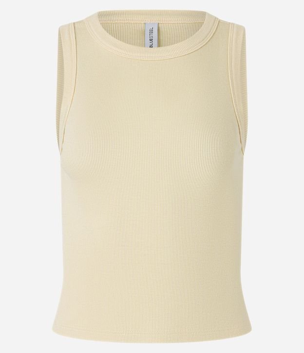Blusa Cropped sin Manga en Ribana con Cuello Redondo 8