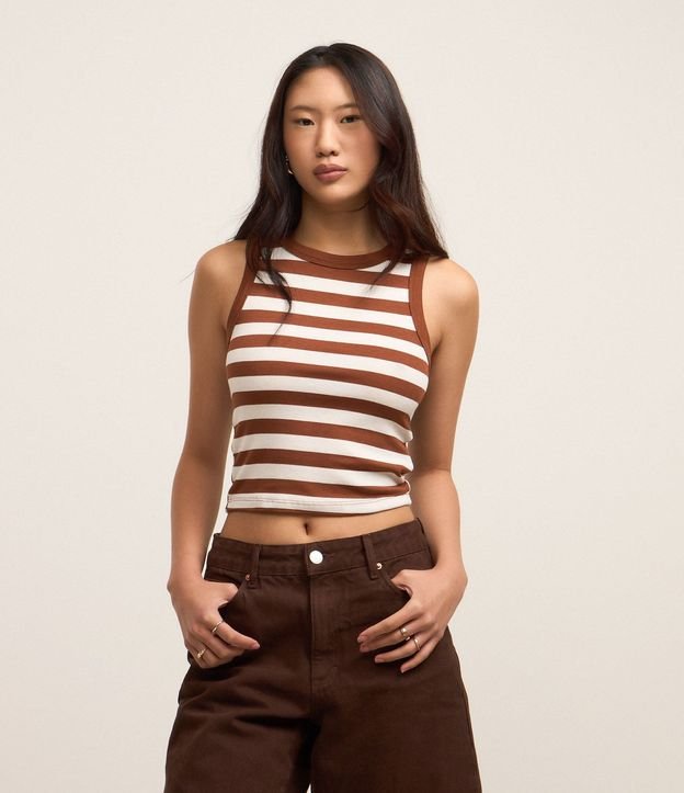 Blusa Musculosa en Viscosa Rayada y con Textura 2