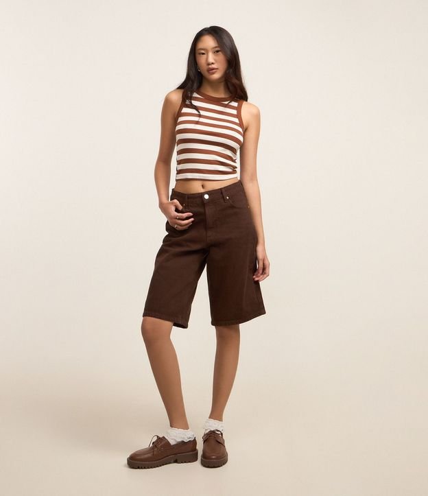 Blusa Musculosa en Viscosa Rayada y con Textura 3