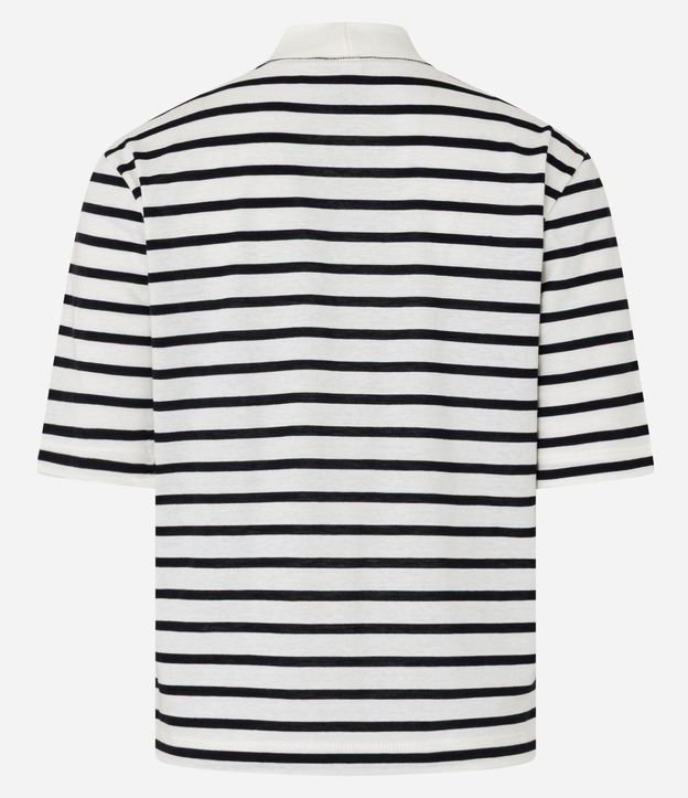 Remera en Algodón con Cuello Alto y Rayas 6