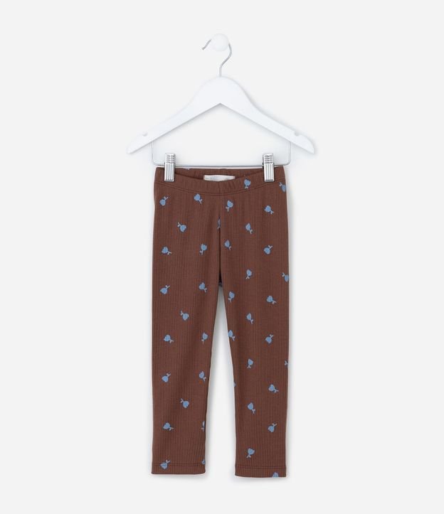 Pantalón Legging Infantil Acanalada con Estampa Tulipa - Tam1 a 6 años