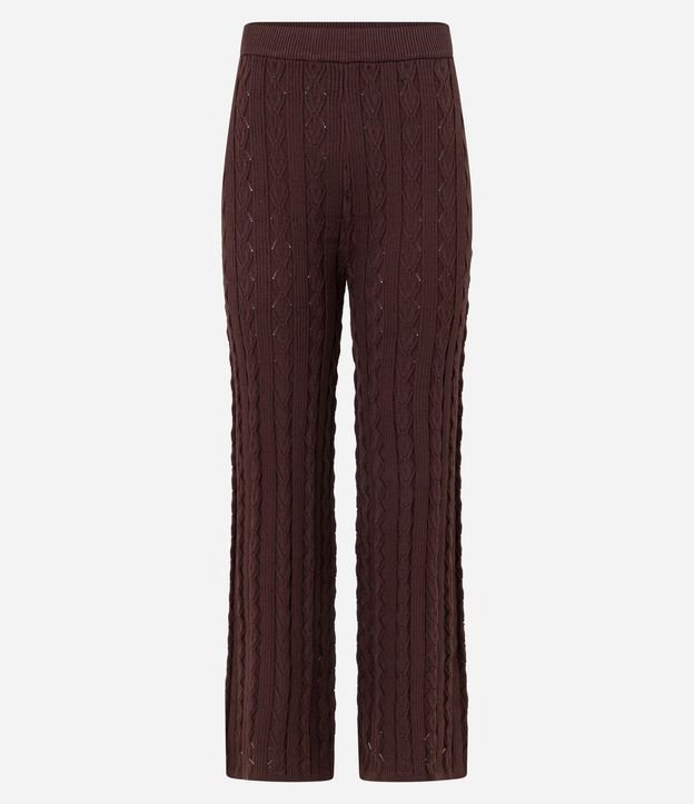 Pantalón Recto Cintura Alta en Punto con Mix de Puntos 7