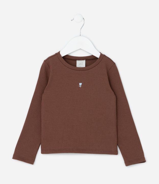 Blusa Infantil Acanalada con Bordado Tulipa - Talle 1 a 6 años