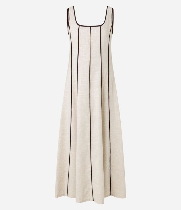 Vestido Evasê Largo en Viscolino con Bies Contrastante