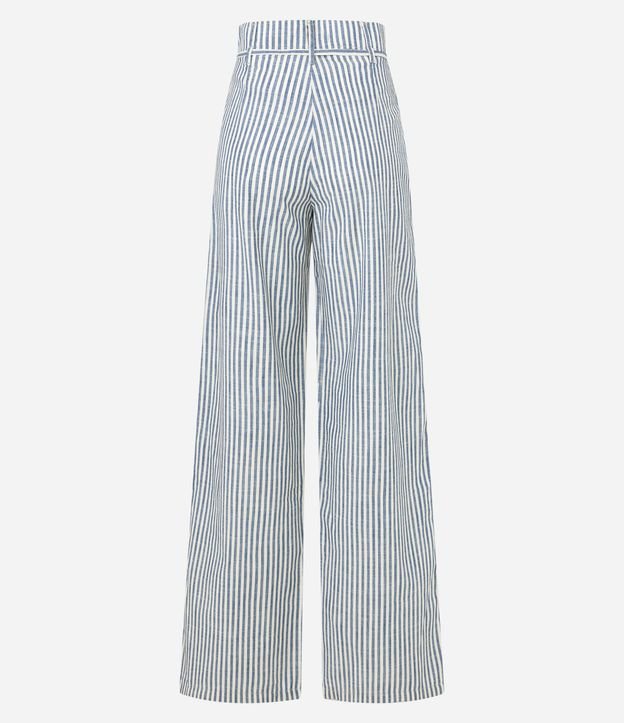 Pantalón Wide Leg en Sarga con Rayas y Cinturón Fino 6