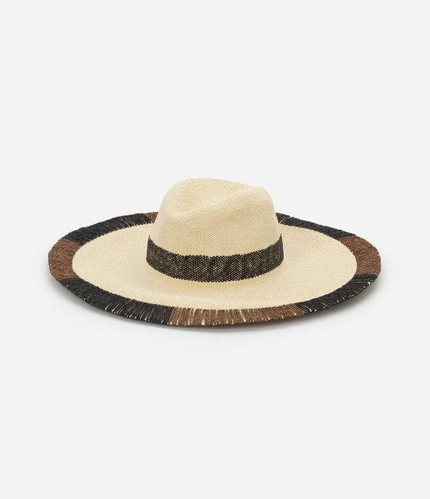 Sombrero de Playa en Paja con Asa Grande y Pespontos en la Bajo