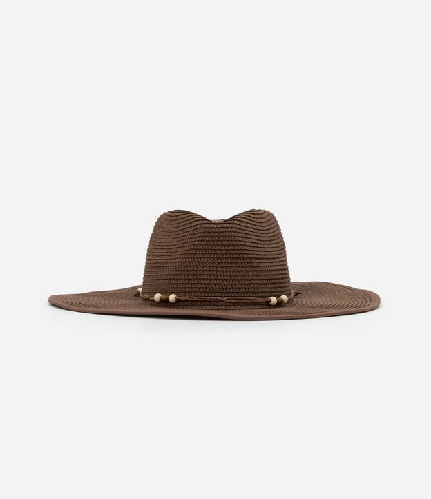 Sombrero de Playa en Paja de Papel con Asa Mediana y Abalorios de Madera 4