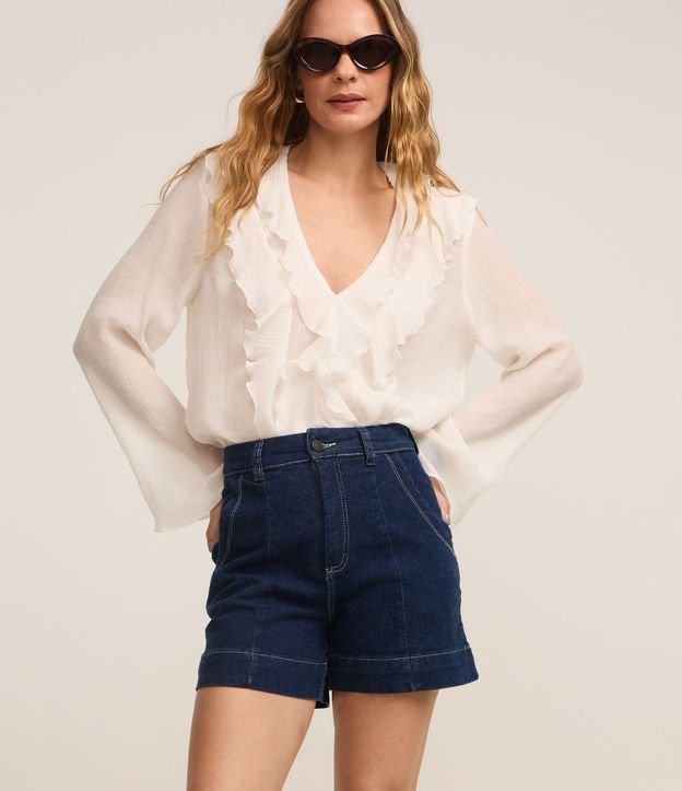 Short Regular en Jeans con Pespunte Contrastante y Bolsillo Cuchillo 3