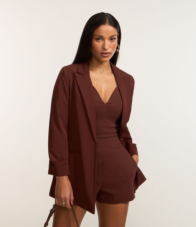 Blazer Oversized Alargado en Sastrería con Pliegues en el Puño