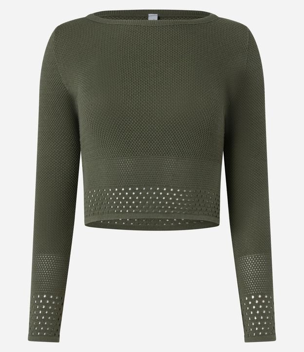 Blusa Corta en Punto con Escote Canoa