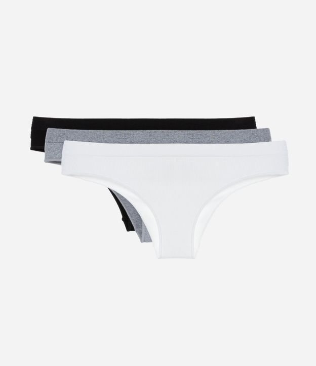 Kit 03 Bombachas Bikini Hilo Seamless Texturizadas