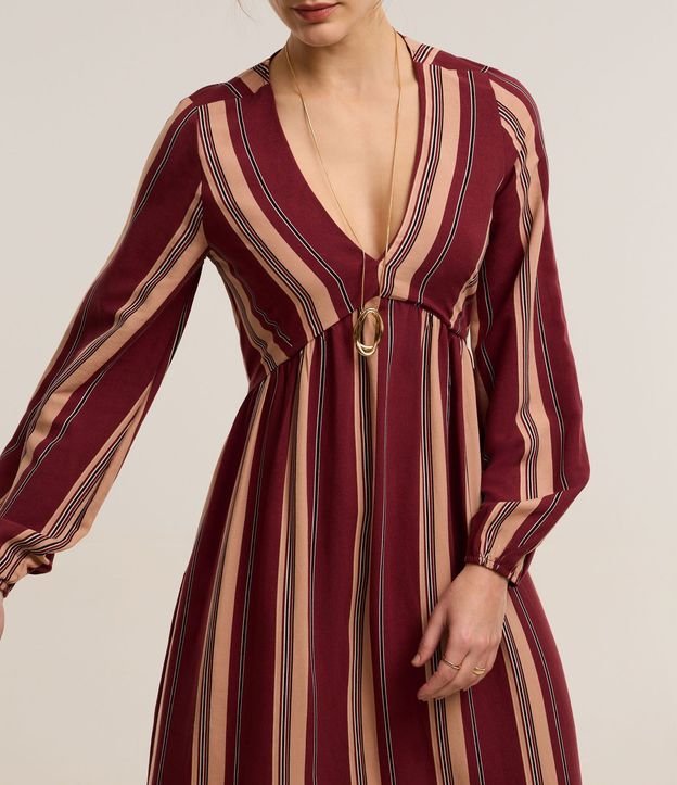 Vestido en Viscolino con Manga Abullonada y Bloque de Color Bicolor 5