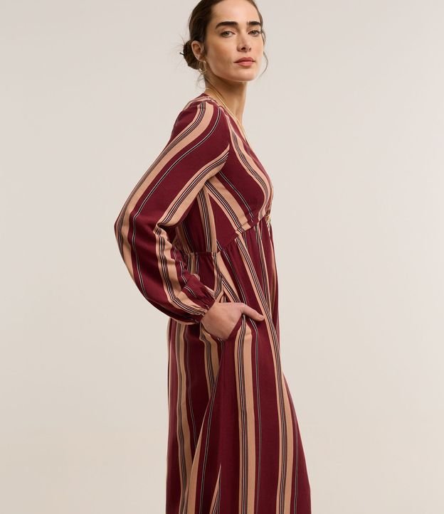 Vestido en Viscolino con Manga Abullonada y Bloque de Color Bicolor 6
