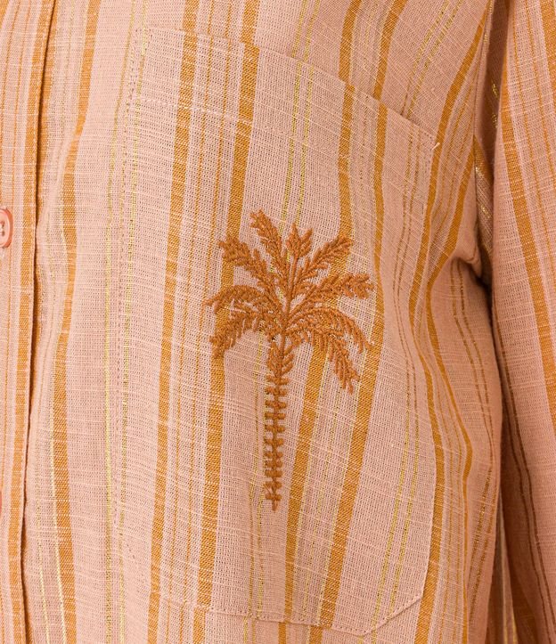 Camisa Rayada en Tricolina con Palmeras Bordado en el Bolsillo 7