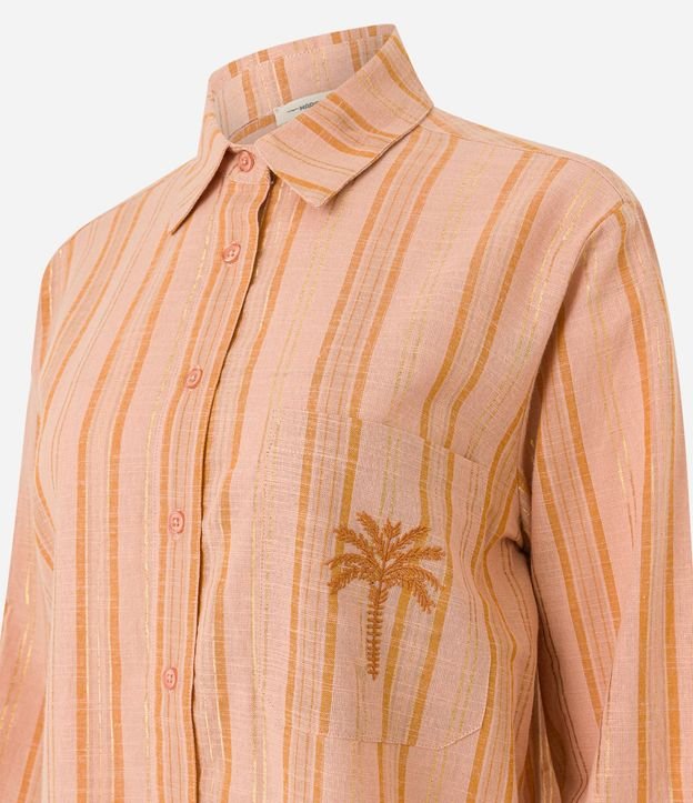 Camisa Rayada en Tricolina con Palmeras Bordado en el Bolsillo 7