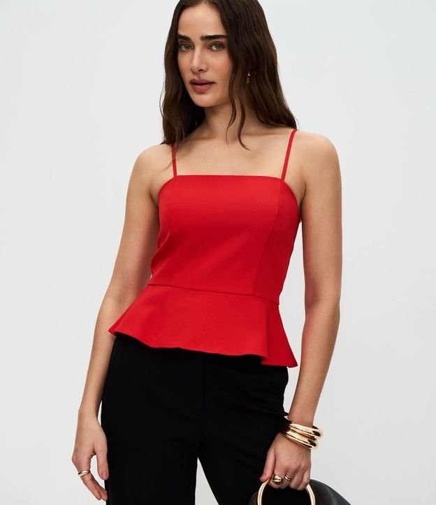 Blusa Peplum Sastrería en Twill con Asas 1