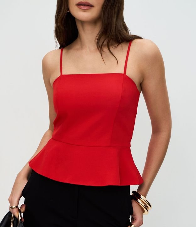 Blusa Peplum Sastrería en Twill con Asas 4