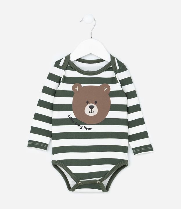 Body Infantil con Estampa Osito y Rayas - Talle 0 a 18 meses