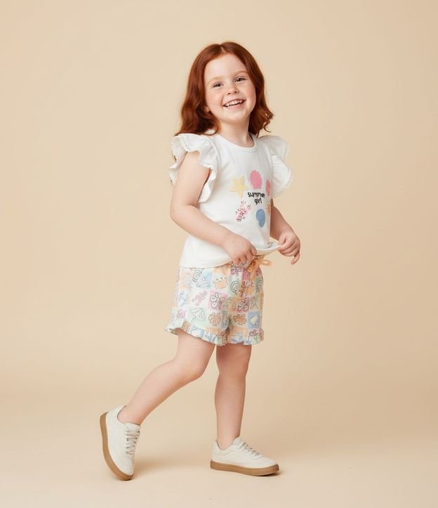 Short Infantil en Microfibra con Estampa Fondo de Mar - Talle 1 a 6 años