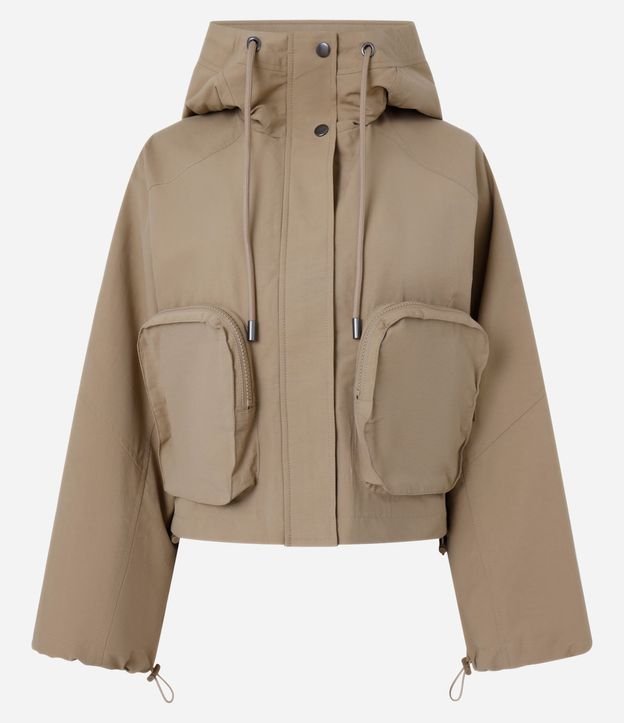 Campera en Sarga con Cuello alto y Bolsillos Delanteros 6