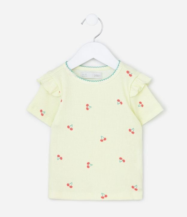 Blusa Infantil en Rib con Estampa de Cereza - Talle 1 a 6 años