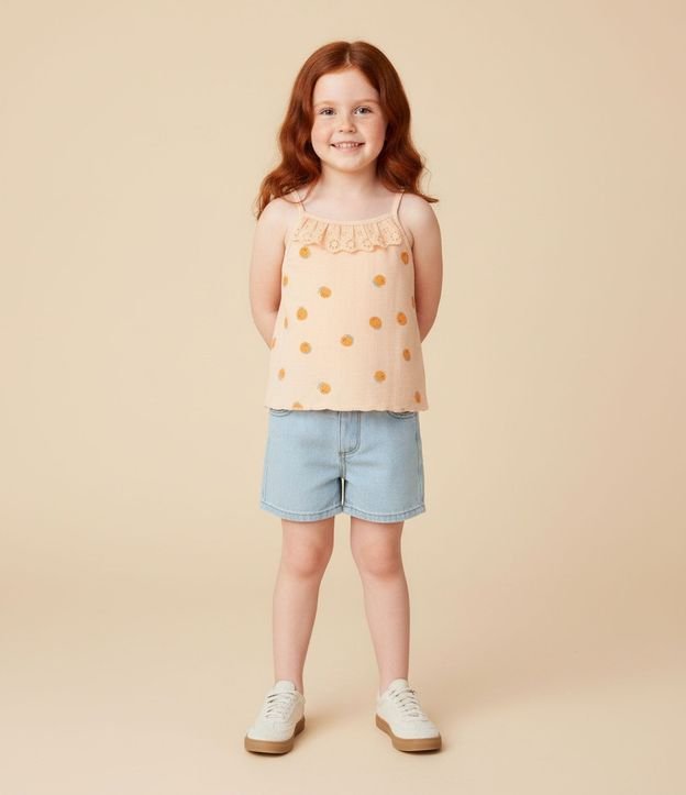 Musculosa Infantil en Ribana con Estampa de Naranjas - Talle 1 a 6 años