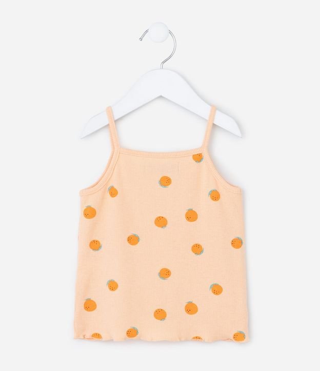 Musculosa Infantil en Ribana con Estampa de Naranjas - Talle 1 a 6 años 3