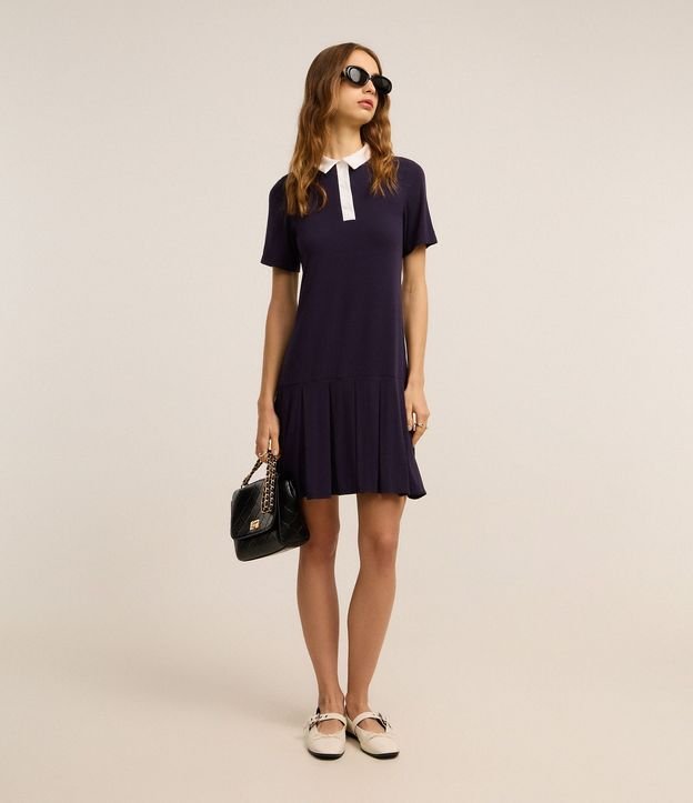 Vestido Corto Sportcore en Rib con Cuello Polo 2