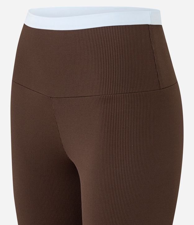 Pantalón Legging Deportiva en Microfibra Acanalada con Contraste en la Cintura 8