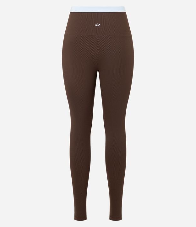 Pantalón Legging Deportiva en Microfibra Acanalada con Contraste en la Cintura 9