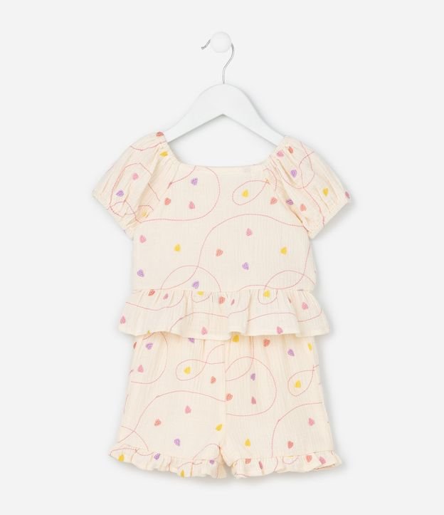 Conjunto Infantil en Tricolina con Estampa Bordada de Corazones - Talle 1 a 6 años 2