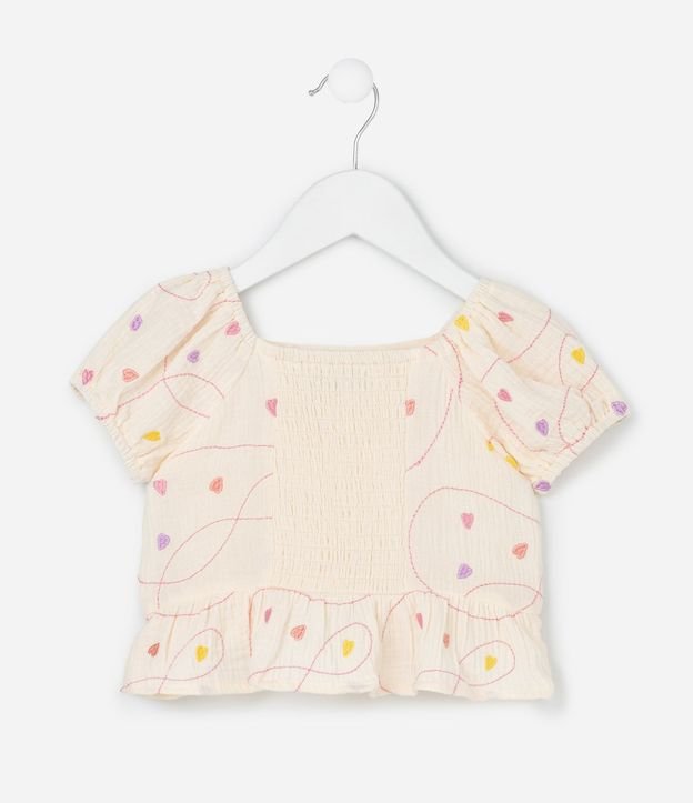 Conjunto Infantil en Tricolina con Estampa Bordada de Corazones - Talle 1 a 6 años 4