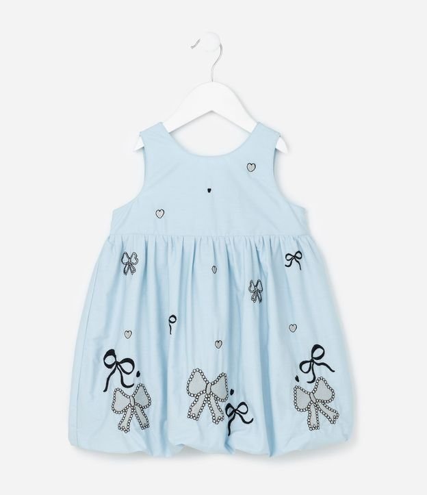 Vestido Balonê Infantil con Bordados de Lazos - Talle 1 a 6 años