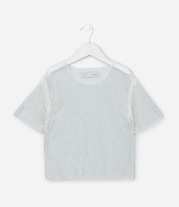 Blusa Cropped Infantil con Pantalla Brillante - Talle 5 a 14 años