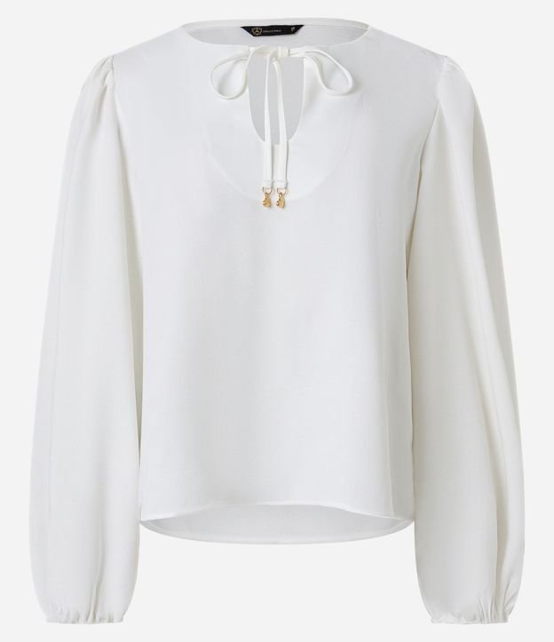 Blusa Satinada con Colgante de Corazón en el Lazo de Cuello 6