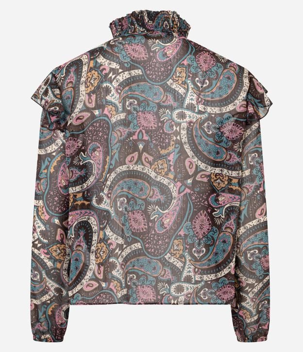 Blusa en Chiffon con Cuello Alto y Estampa Paisley 9