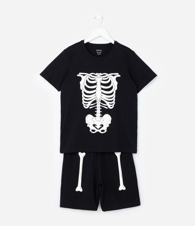 Pijama Infantil Estampa Esqueleto de Halloween - Talle 5 a 14 años