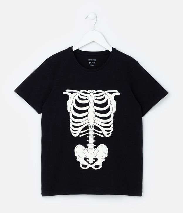 Pijama Infantil Estampa Esqueleto de Halloween - Talle 5 a 14 años 2