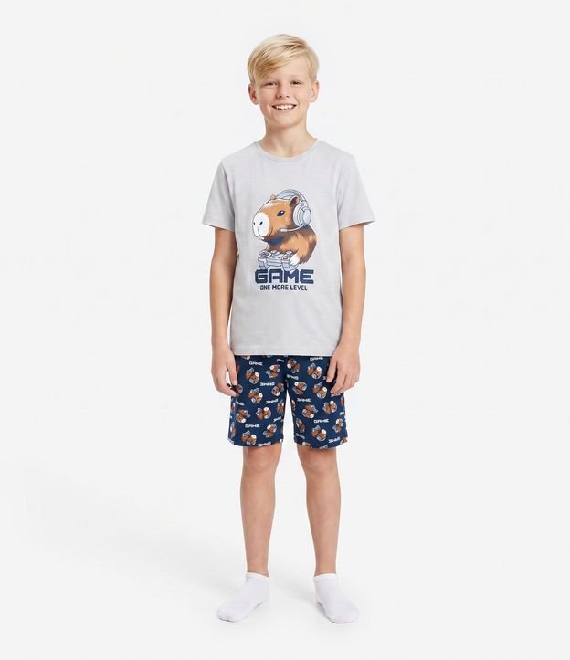 Pijama Infantil con Estampa Capivara Gamer - Talle 7 a 16 años