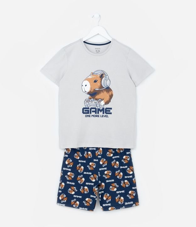 Pijama Infantil con Estampa Capivara Gamer - Talle 7 a 16 años 2