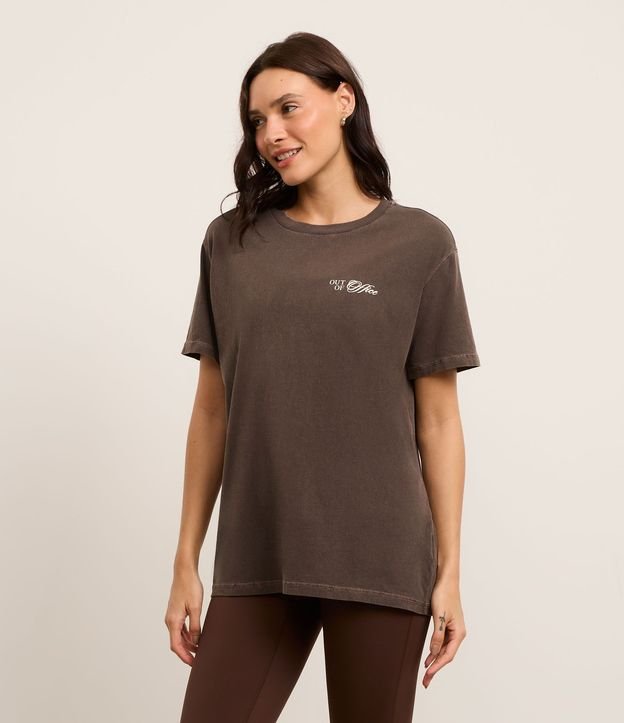 Remera Oversized Deportiva en Algodón Desteñido con Estampa Out of Office 2