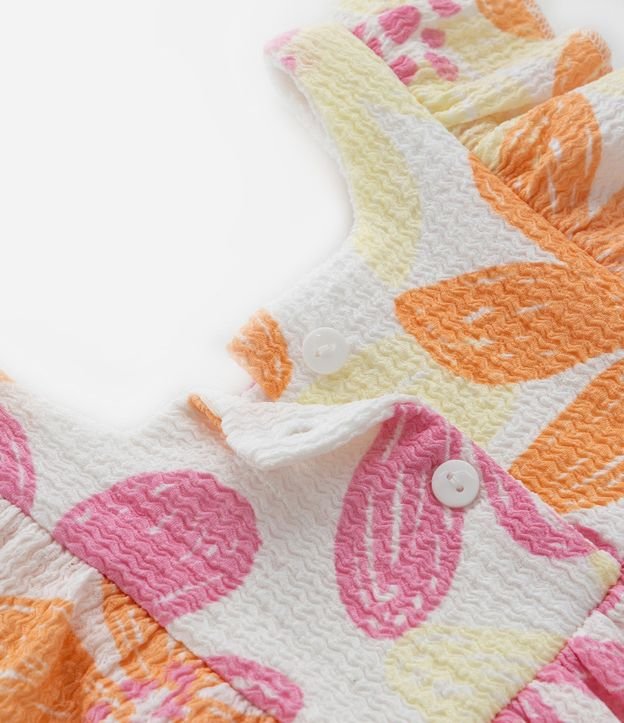 Vestido Infantil con Estampa Floral y Textura - Talle 0 a 18 Meses 5